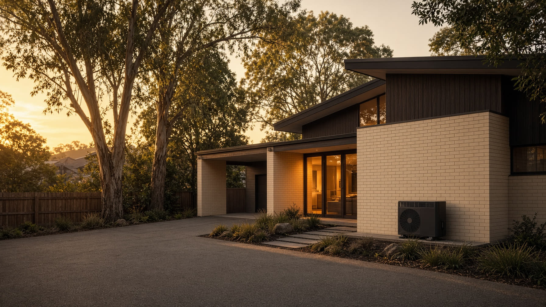 Hot suburban evening outside
