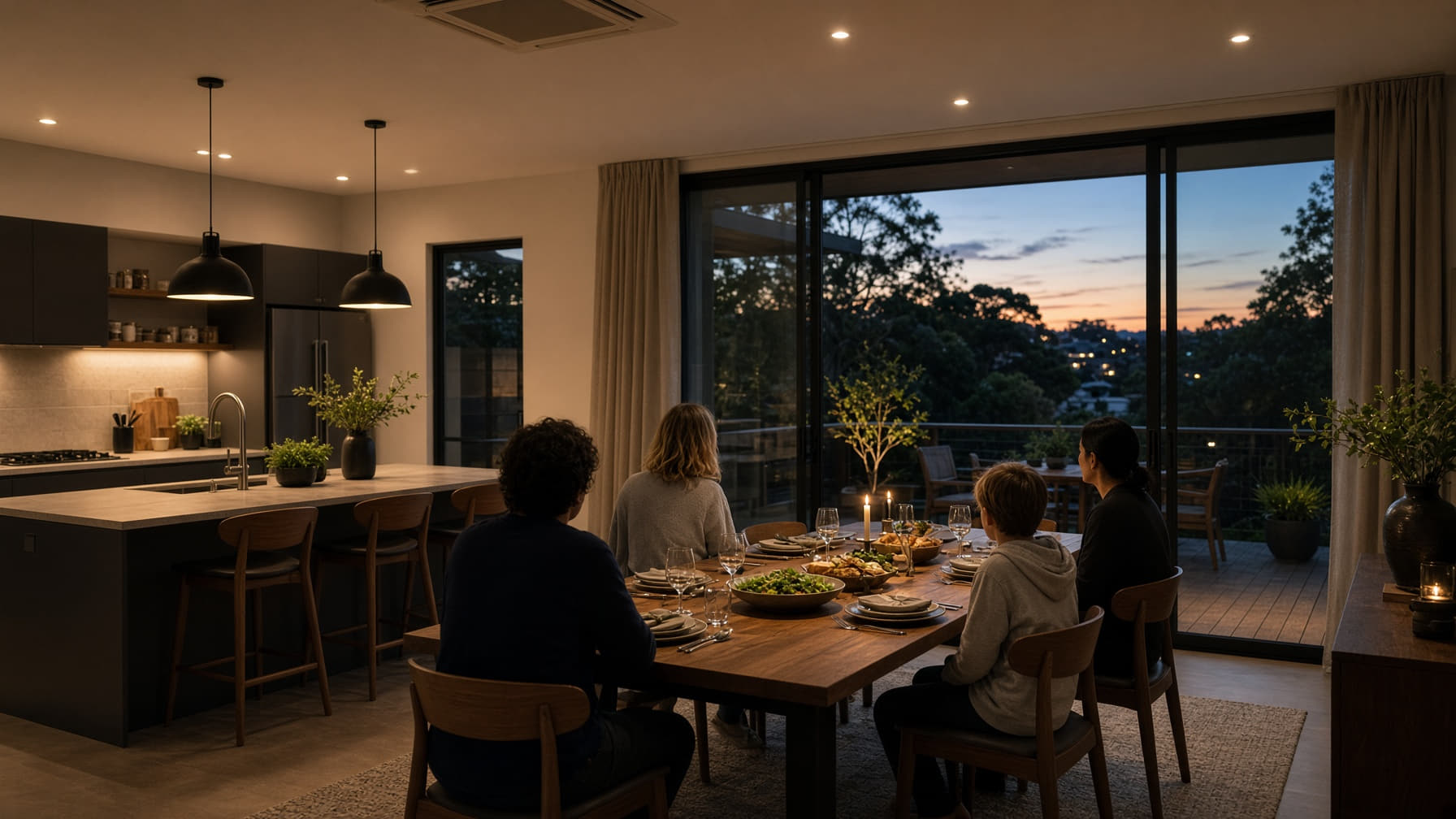 Open-plan kitchen with ducted air